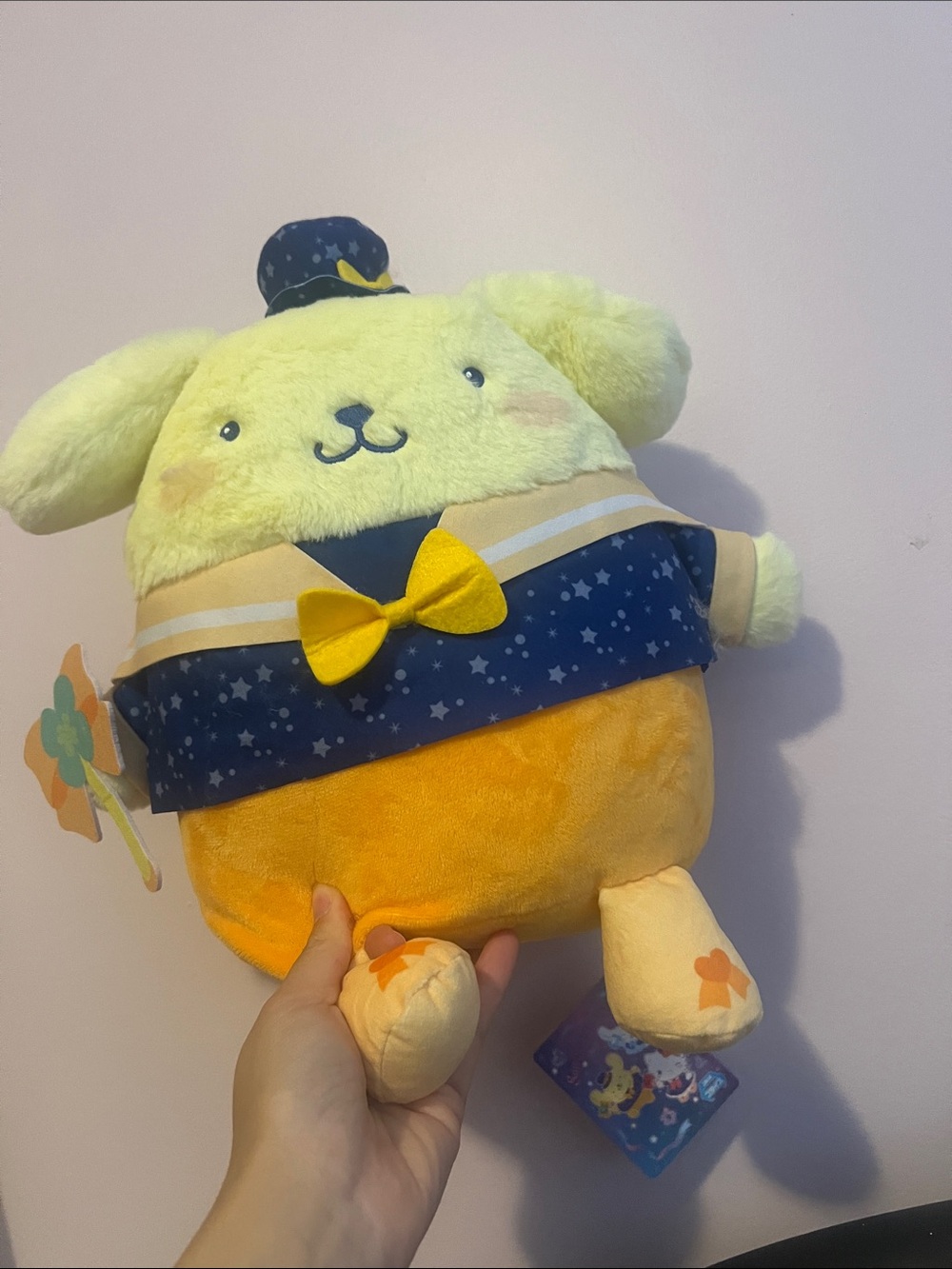 Sanrio Pompompurin Plush in Yellow and Navy with Star Outfit